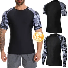 Men's Long/Short Sleeve UPF 50+ Baselayer Skins Compression Shirt Rash Guard Top