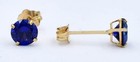 GENUINE 1.84 Cts LONDON BLUE TOPAZ STUD EARRINGS 14K YELLOW GOLD -Free Appraisal — photo 3