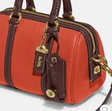 COACH Mini Ruby 18 Satchel Crossbody RED ORANGE Glovetanned Leather NEW IN WRAP 