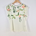 Ted Baker womens t shirt size 1 aus 8 cream floral short sleeve round neck109490