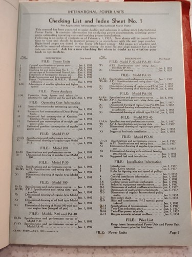 INTERNATIONAL POWER UNITS APPLICATION INFORMATION MANUAL - PRINTED IN 1937 - Picture 8 of 10