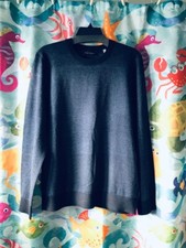 NWT Mens Elie Tahari Navy Wool Blend Crew-Neck Long Sleeve Sweater Small