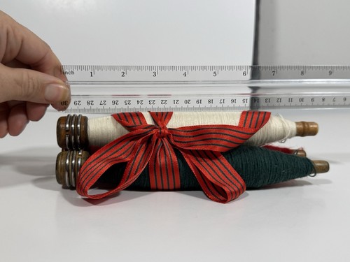 Antique Wooden Weaving Loom Shuttle/Bobbins Spools Set of 3 Christmas Decor Red - Picture 5 of 5