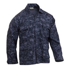 Midnight Navy Blue Digital Camo BDU Style SHIRT Military USAF USCG SWAT Police