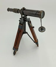 Antique Solid Brass Decorative Telescope & Stand Wooden stylish Tripod Stand New