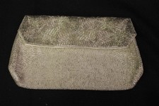VINTAGE Silver Beaded Clutch, FULLY LINED, Pocket Mirror Included, Japan