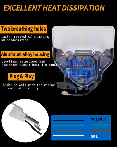 White LED Headlight Kit for Husqvarna TE FE FC TX 125 250 300 350 450 501 701 - Picture 7 of 12