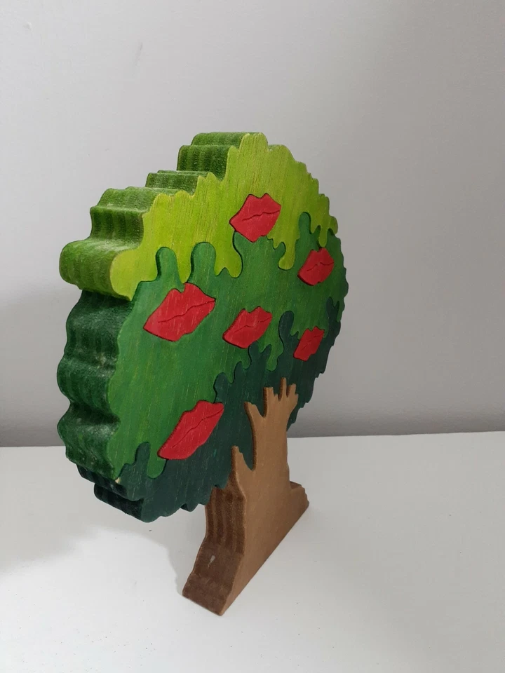 Rompecabezas de Madera Árbol con Labios Rojos 8.4" 3D Decorativo Madera Árbol Forma Italia Foto 4 de 4
