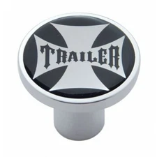 Air Brake Knob Trailer Screw-On Chrome w/ Black Maltese Cross Sticker UP#23660