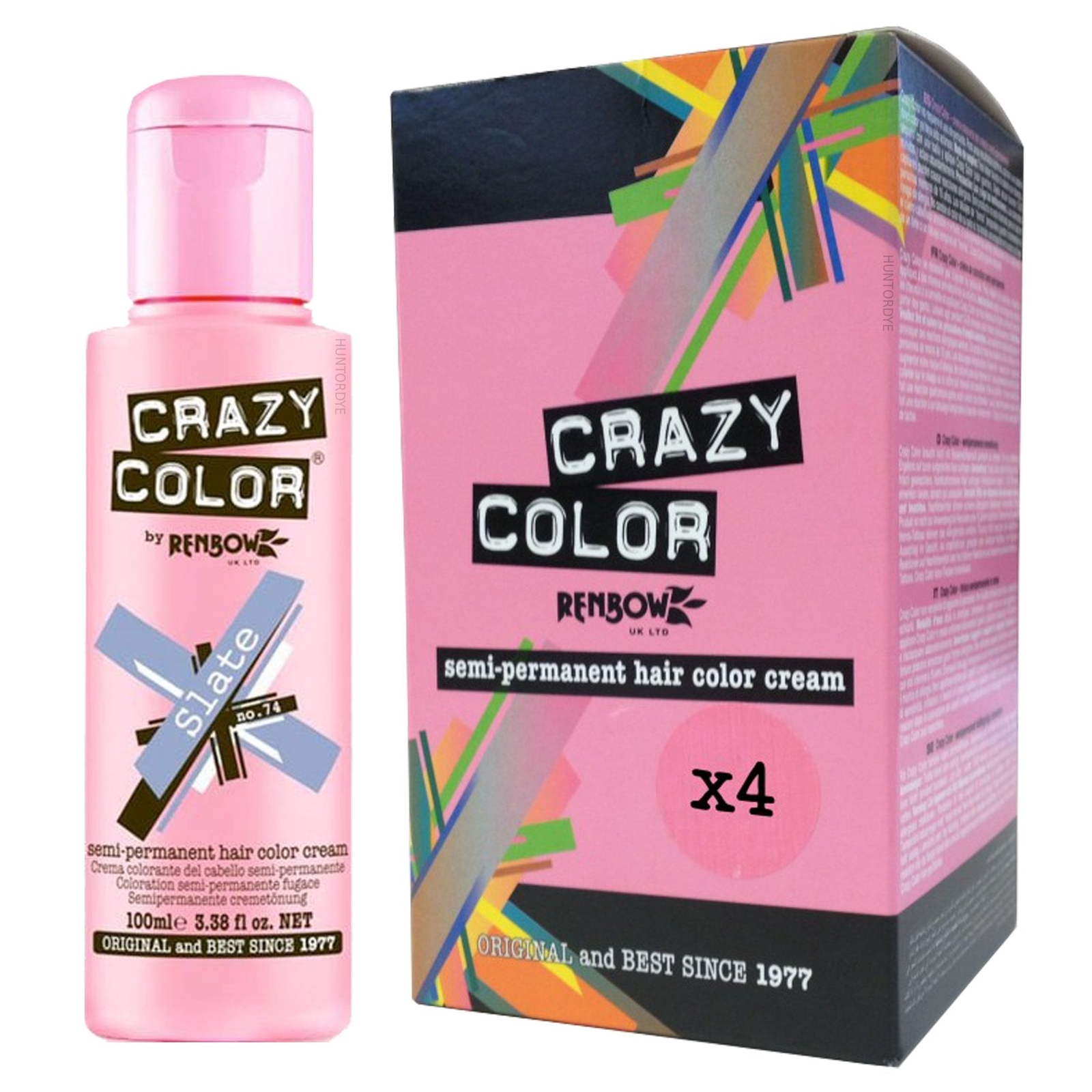 Renbow Crazy Color Semi Permanent Hair Dye - Slate (4x 100ml)