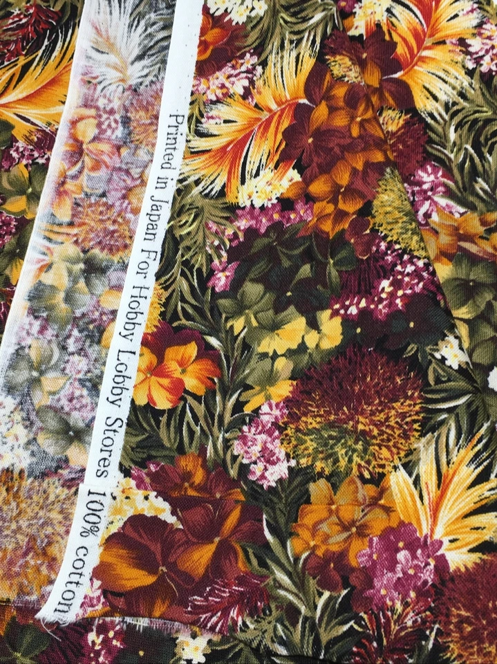 Tela de algodón Hobby Lobby color otoño bosque tropical 3 yardas impresa en Japón Foto 3 de 4