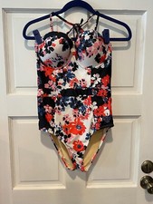 MODCLOTH One Piece Swimsuit Floral Bathing Suit Womens Medium Convertible Padded