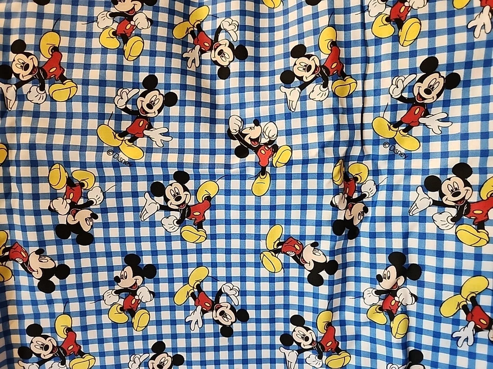Disney Springs Mickey Mouse On Woven Plaid Cotton Fabric - BTY - Image 2 of 4