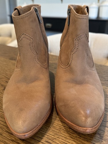 FRYE Reina Ankle Booties Women’s Size 7M Brown Leather Western Heeled 3471739 - Picture 3 of 8