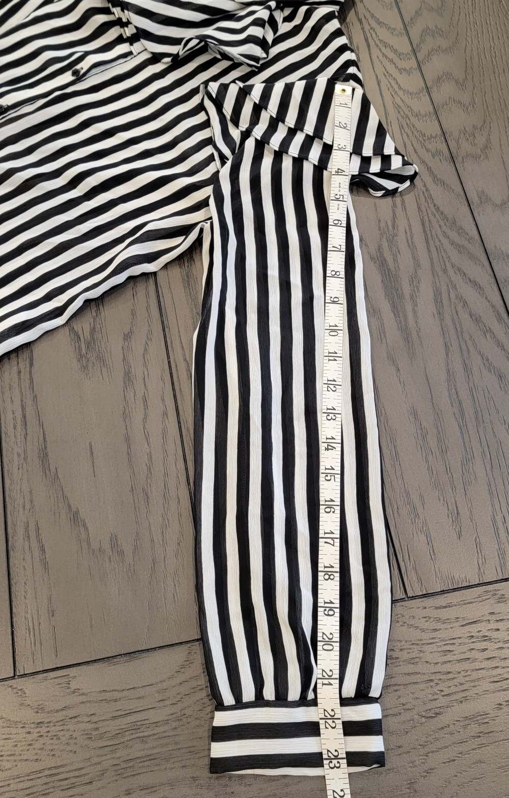 ZARA BASIC Black & White Striped Button-Up Semi-S… - image 14