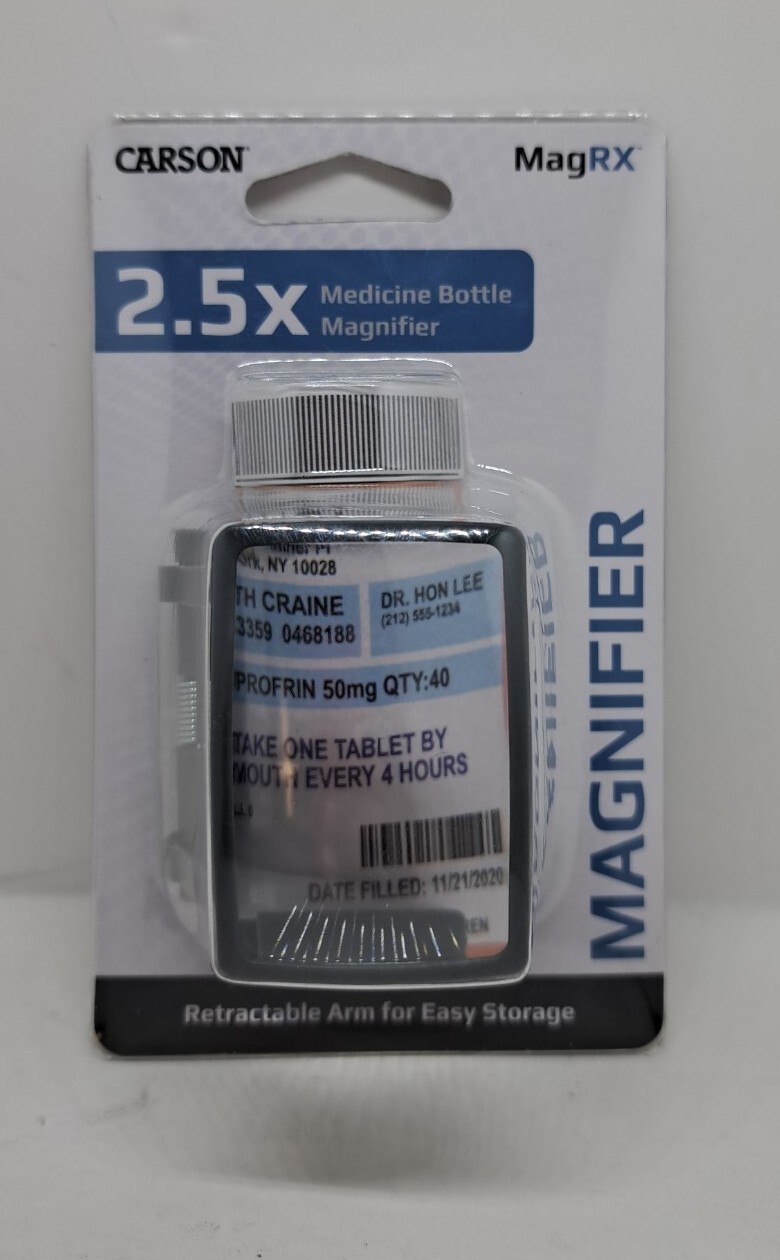 Carson MagRX 2.5x Power Clip-on Prescription Bottle Magnifier (RX-55 ...