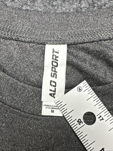 ALO Mens Charcoal Gray Training Performance Short Sleeve Shirt Size M Stretch - Picture 2 of 8