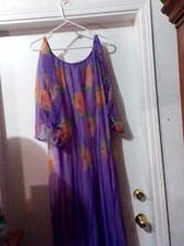 liberty house hawaiian dress vintage purple sheer with orange roses/roly lining