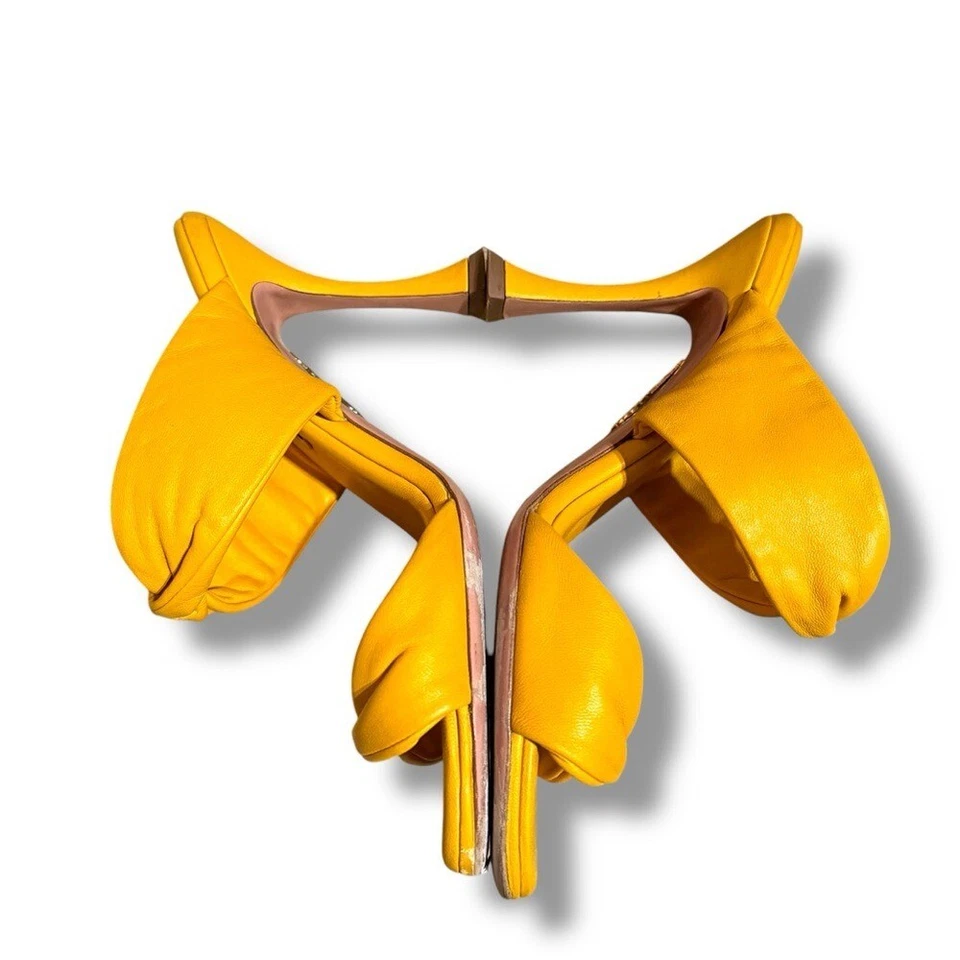 Sandálias de salto Aquazzura Twist couro slip on mula em sol toscano tamanho UE 37 / EUA 7 - Imagem 4 de 4