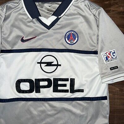 Vtg 90s Youth Nike Opel Paris Saint Germain Soccer Silver Vtg 90s Youth Nike Opel Paris Saint Germain Soccer Silver