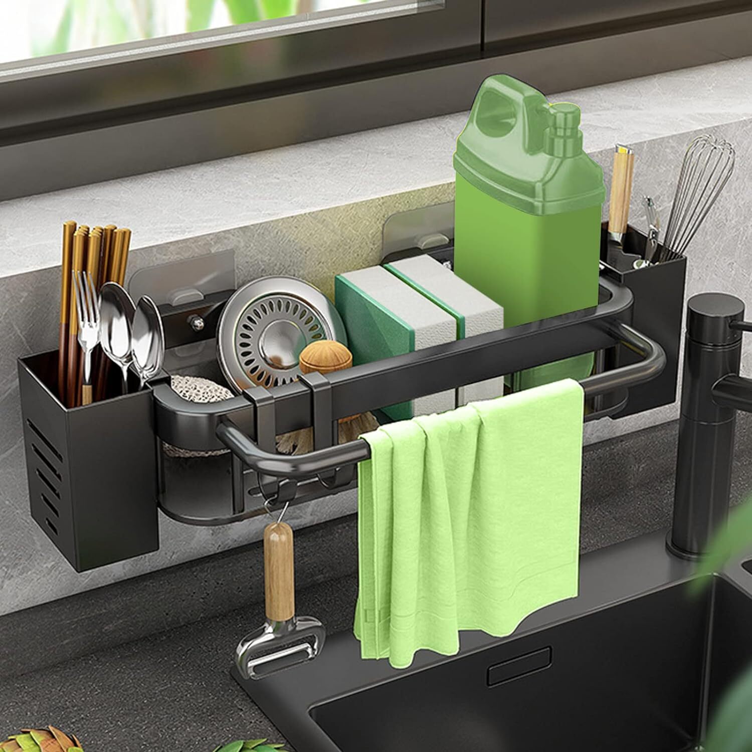 MAXCOOK Spülbecken Organizer Edelstahl - Schwammhalter Mit Abtropfschale