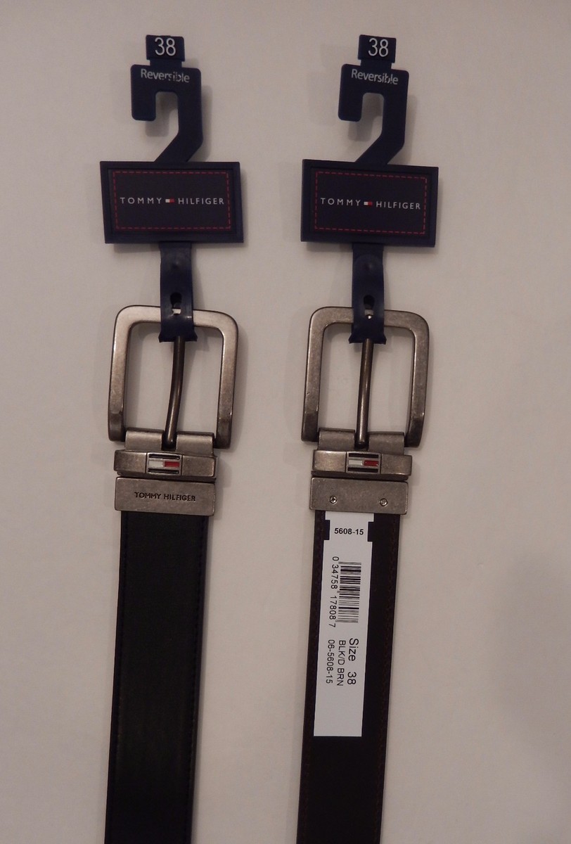 GENUINE TOMMY HILFIGER SIZE 38 REVERSIBLE LEATHER BELT BLACK  display picture 2