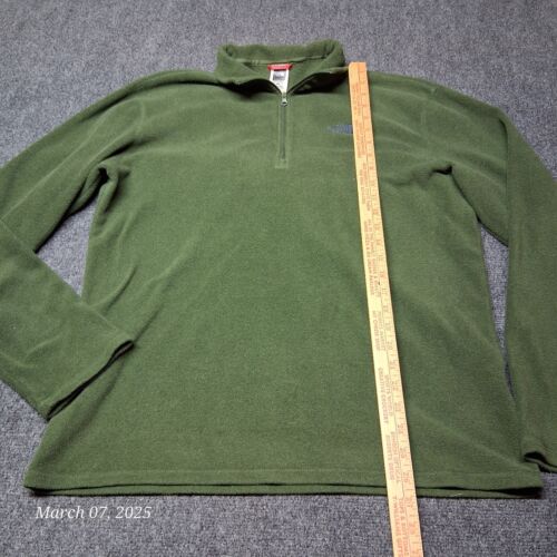 The North Face 1/4 Zip Green Fleece Pullover Sweater Men Size Medium - Picture 4 of 6