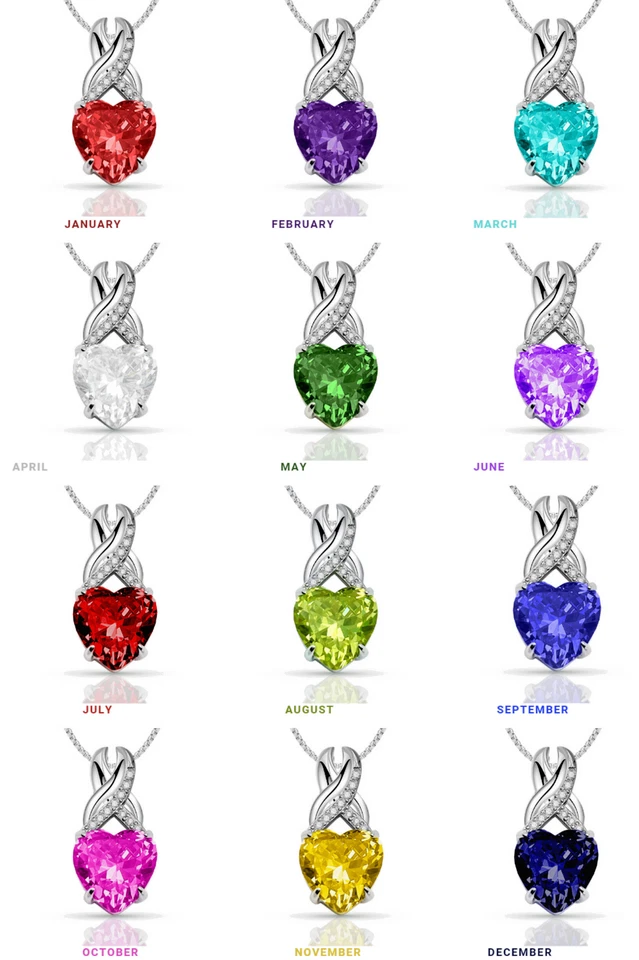 Rosetacular Collar Corazón Piedra Natal Joyería Regalo para Mujer Foto 2 de 4