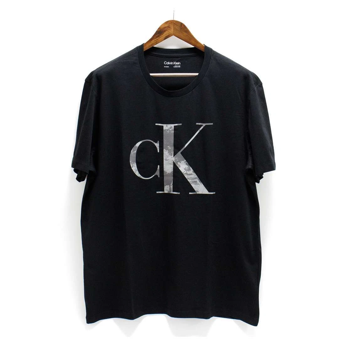 Men's Calvin Klein Logo Black T-shirt Monogram Logo 100% Cotton Crew Neck  Tee