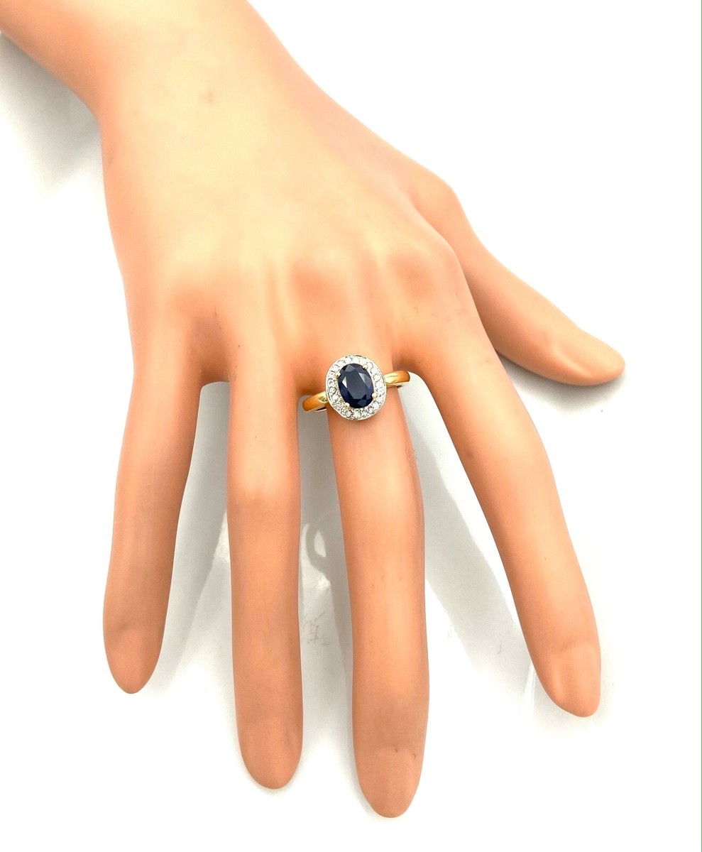Bague Or 18 Carats - Saphir Et Diamants 0.44 Carat - Taille 51 - 6,42 G - Style Déclaration