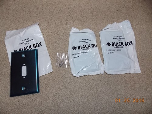 BLACK BOX WP080 STAINLESS STEEL WALL PLATE FOR DB15 JACKS ( THREE )(NOS)