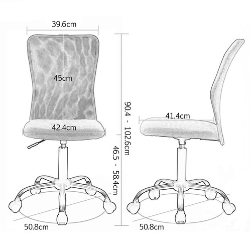 Silla de Oficina de Malla Giratoria Ergonómica Escritorio Sillon Despacho Negra - Imagen 4 de 4