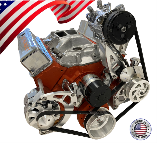 Small Block Chevy Serpentine Pulley Conversion Kit AC ALT PS Electric