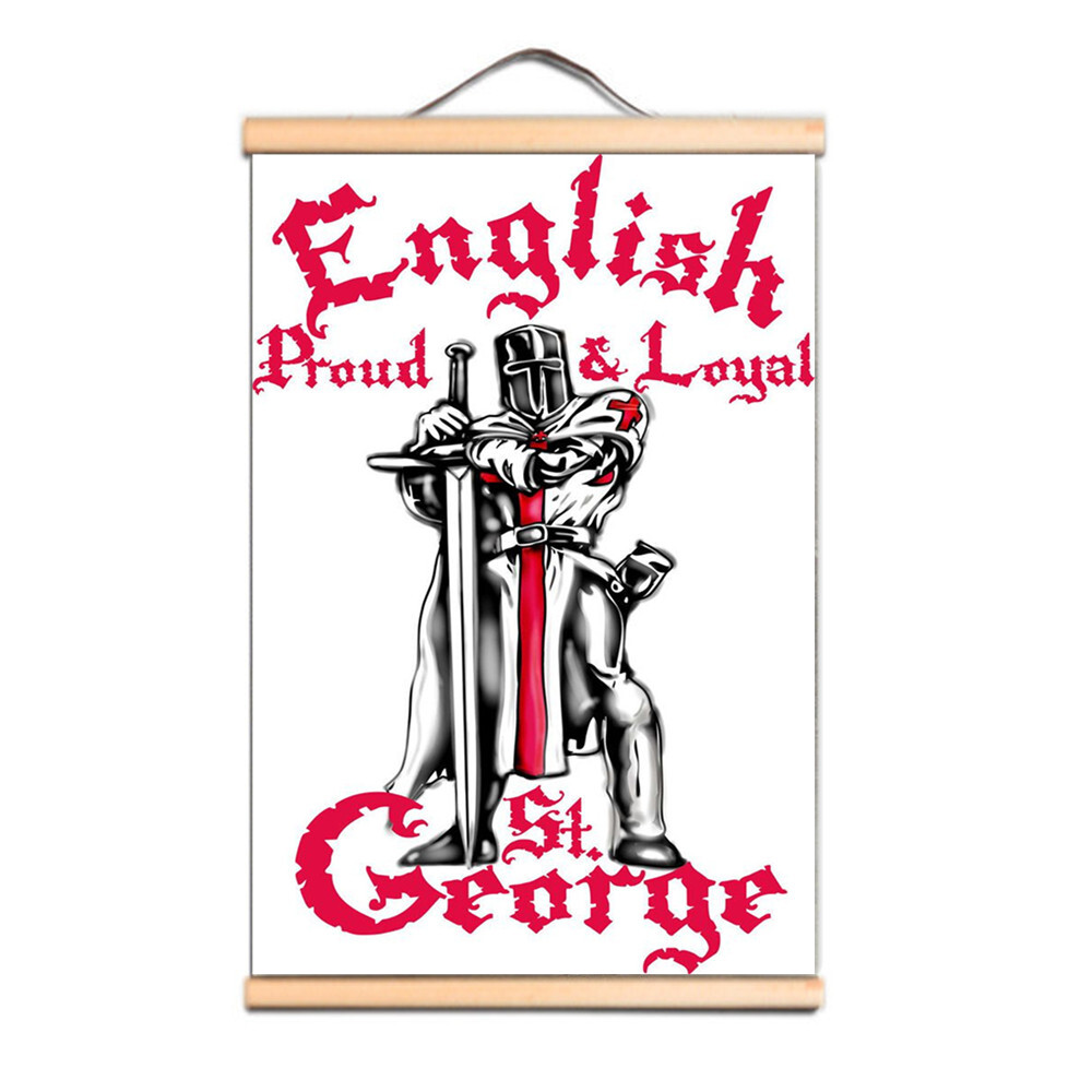 Stunning Scroll Painting of a Templar Knight Vintage Crusader Warrior Art Poster-image