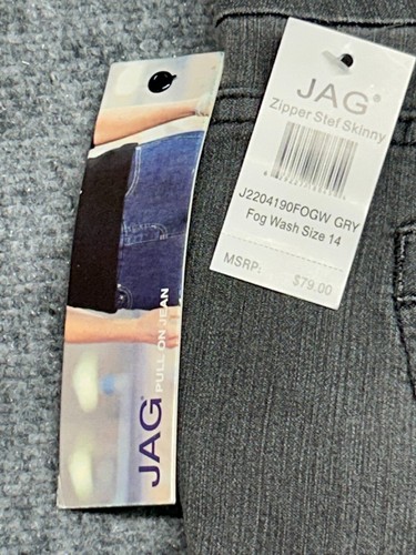 Jag Jeans Womens 14 Fog Wash Gray Zipper Stef Skinny Pull On Mid Rise Solid New - Picture 10 of 12