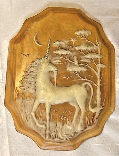 VTG Design Gifts Unicorn Peach Fantasy Wall Plaque Décor J06D - Picture 2 of 5