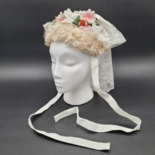 Fascinator Wedding Hat Flower Mesh Flat Top Ruffled Lace Ribbon Bow Wedding