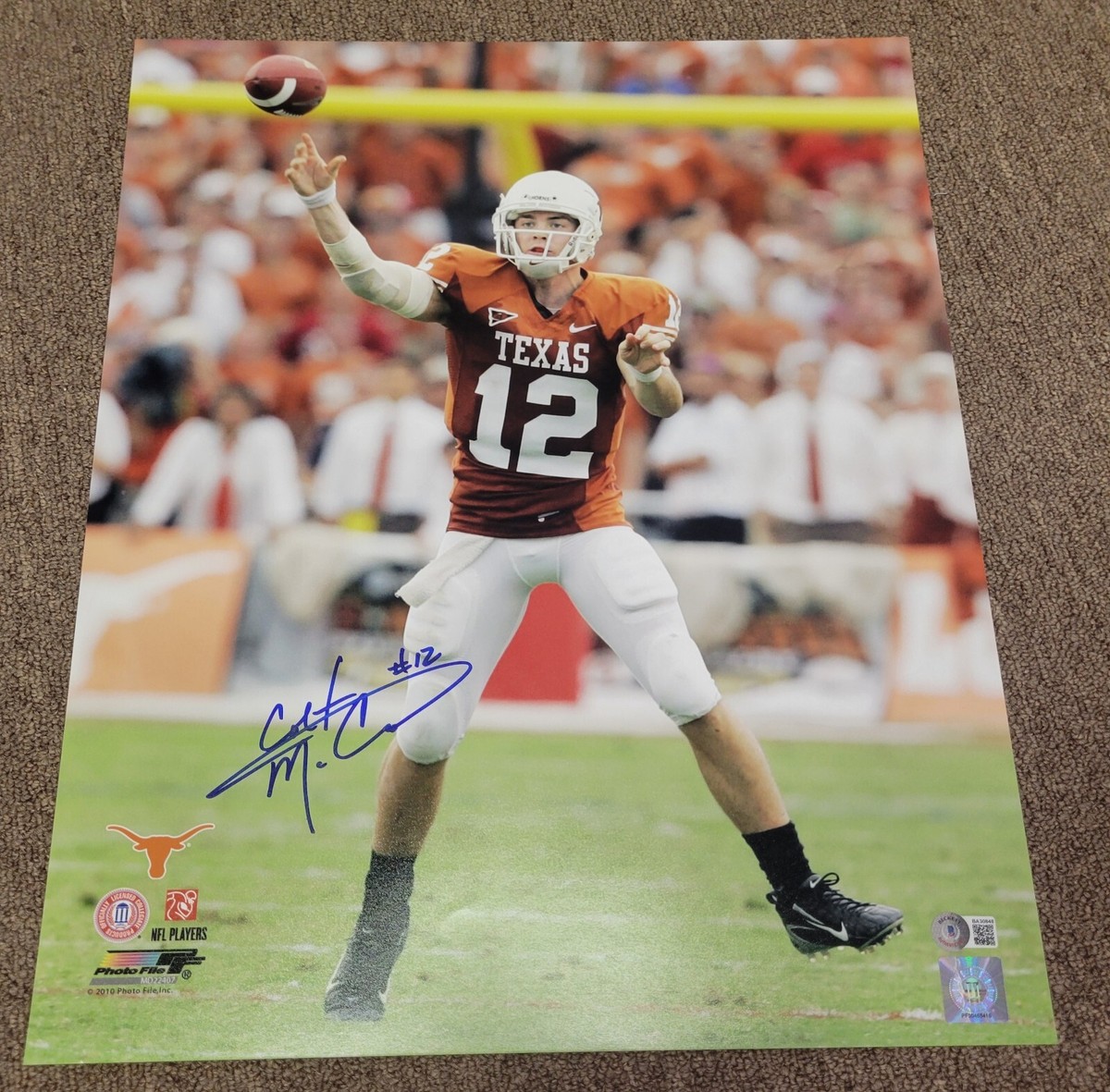 Colt McCoy Signed Texas Longhorns 16x20 Photo Beckett Auto UT