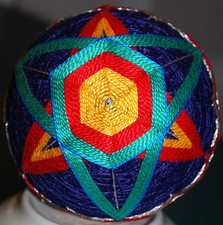 Vtg JAPANESE TEMARI THREAD HAND BALL Traditional Handmade FOLK ART Bright Colors