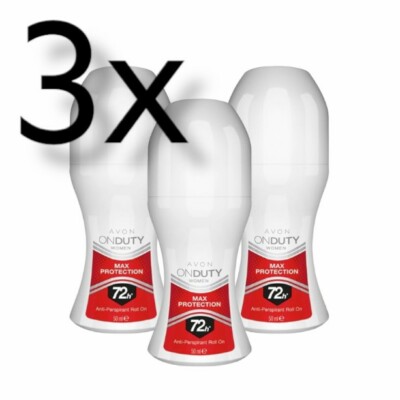 3x Avon On Duty Roll-on Deo für Frauen, maximaler Schutz 72h