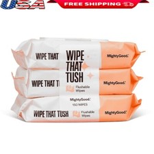 Flushable Wipes 3 Pack 150 Total Hypoallergenic Aloe Infused Soft Septic Safe US