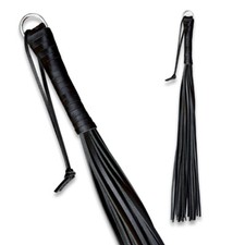 BDSM Bondage echt Leder Peitsche schwarz 50cm 24 Riemen High Quality