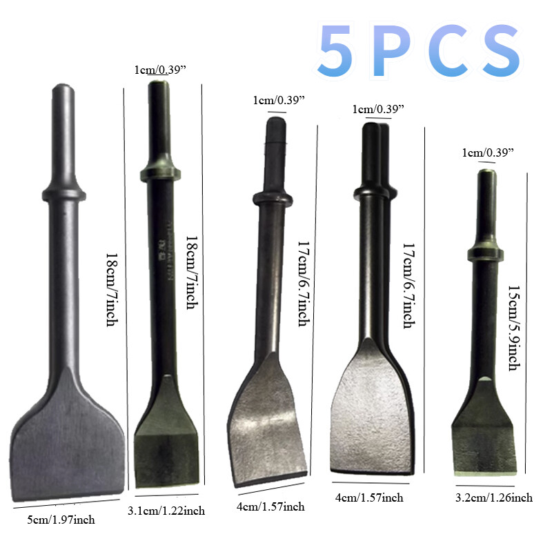 5 PCS Utility Pneumatic Chisel Air Hammer Punch Chipping Bits Set Shank ...