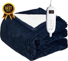 Full-Size Heated Electric Blanket 72"x84" 6 Levels Fast Heating Blue