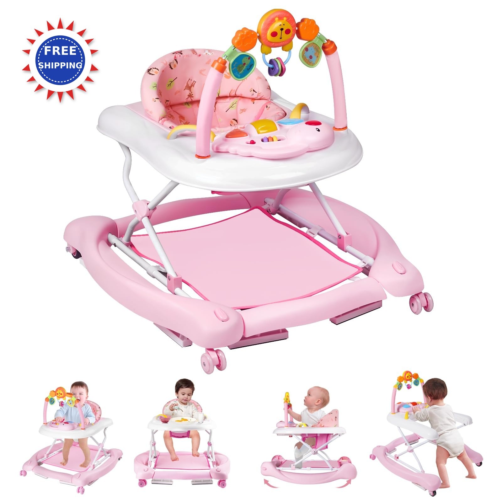 5 in 1 Baby Walkers for Boys Girls 6-12 Months Adjustable Fo
