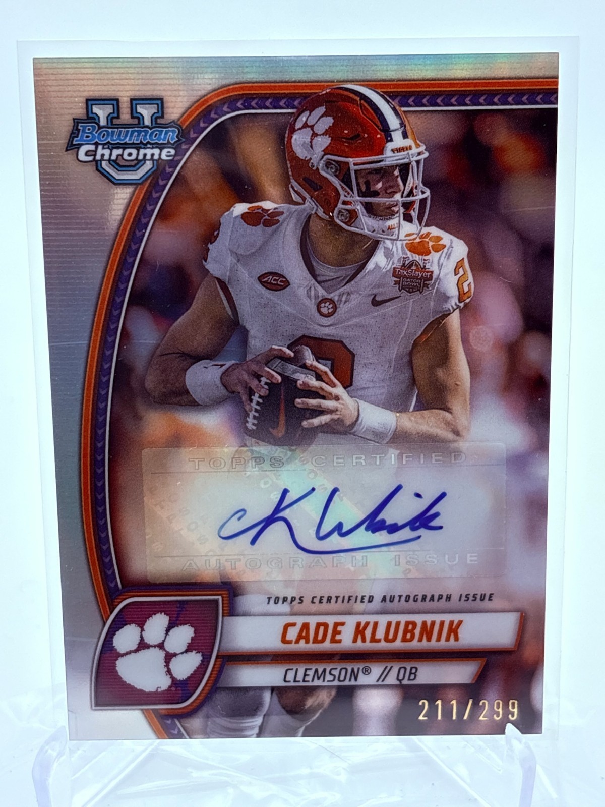 Cade Klubnik 2024 Bowman Chrome U Prospect Auto Refractor #211/299