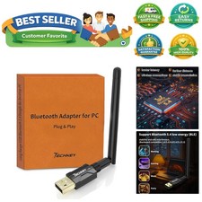 USB Bluetooth 5.4 Adapter for Desktop PC: Long Range 500FT Wireless Dongle wi...