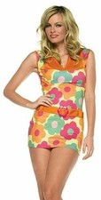 60's Daisy Print Hippie Costume Womens