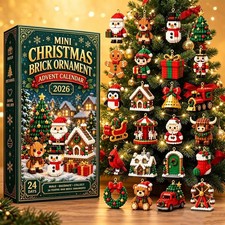 Christmas Advent Calendar, 24-Day Mini Building Block Ornaments Blind Box