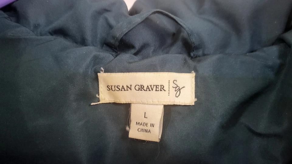 Susan Graver Regular Water Resistant Quilted Coat with Hood Greenish Blue - Image 3 of 4